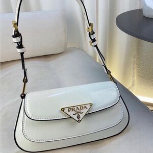 Prada Ivory Leather Shoulder Bag